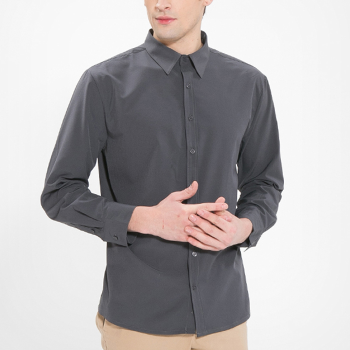 남성 긴팔 단색 셔츠 /그레이/인쇄가능 식당 단체남방