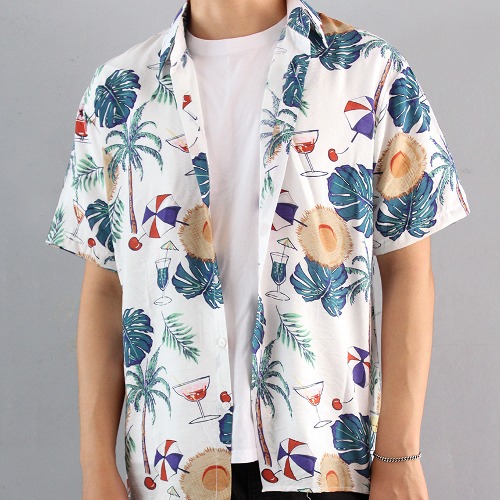 하와이안 셔츠 반팔 여름 야자수 꽃 무늬 남방 하와이셔츠 빅사이즈 남여공용
