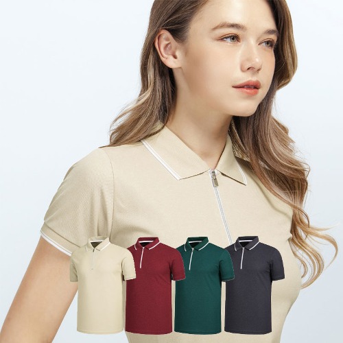 반팔 카치온지퍼 골프 운동복 작업복 카라티 에리티 티셔츠 기능성 단체복 남녀공용 로고인쇄